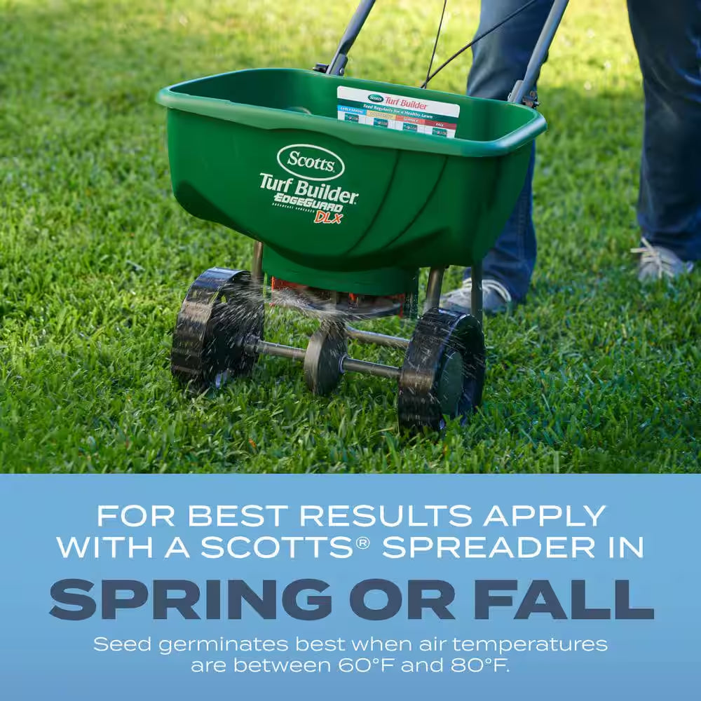 Turf Builder 5.6 Lbs. Grass Seed Kentucky Bluegrass Mix with Fertilizer and Soil Improver, Grows Dense, Green Turf