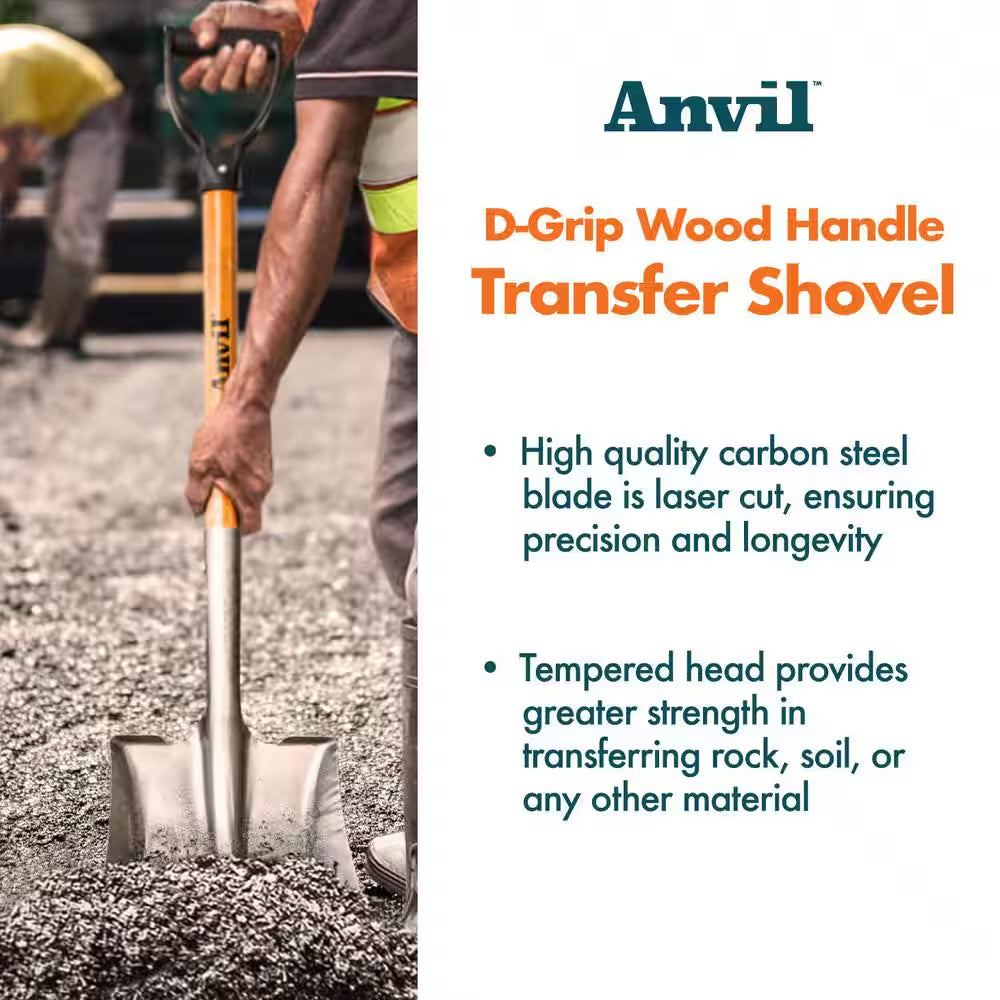 28 In. D-Grip Short Wood Handle Carbon Steel Transfer Shovel