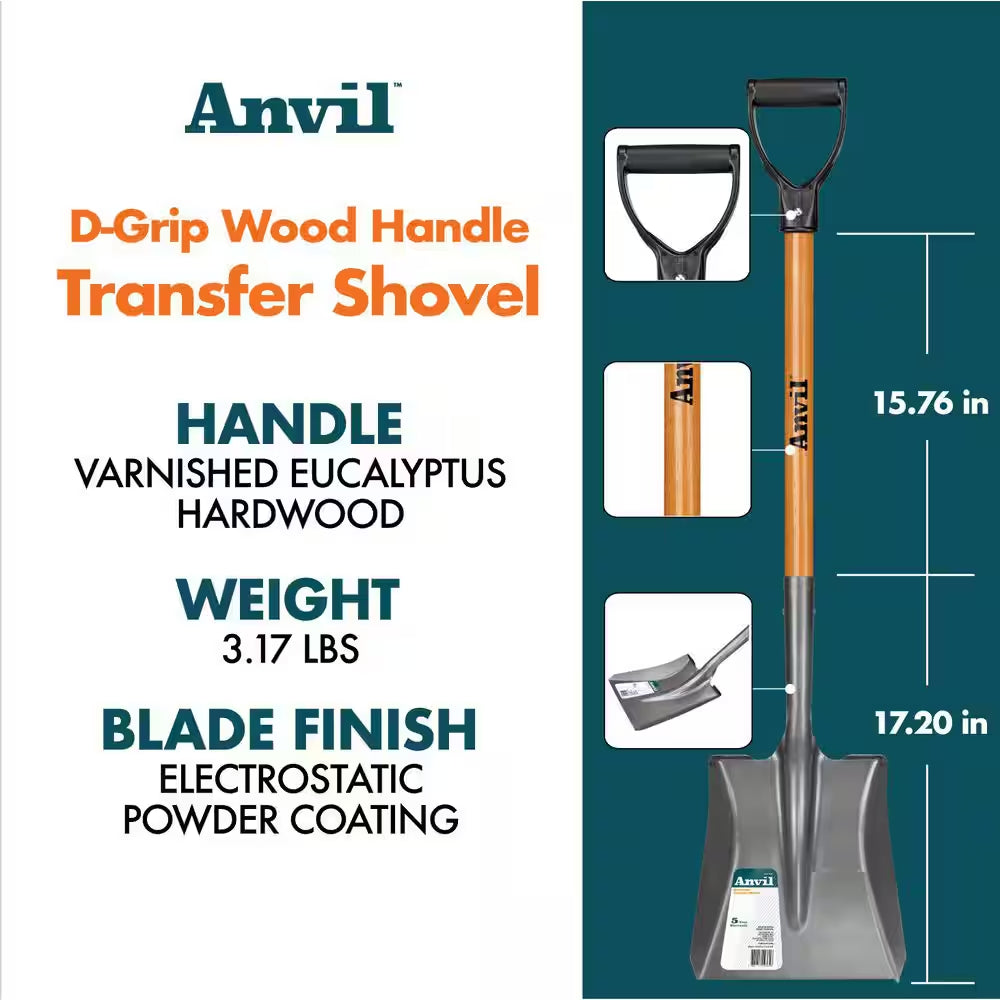 28 In. D-Grip Short Wood Handle Carbon Steel Transfer Shovel