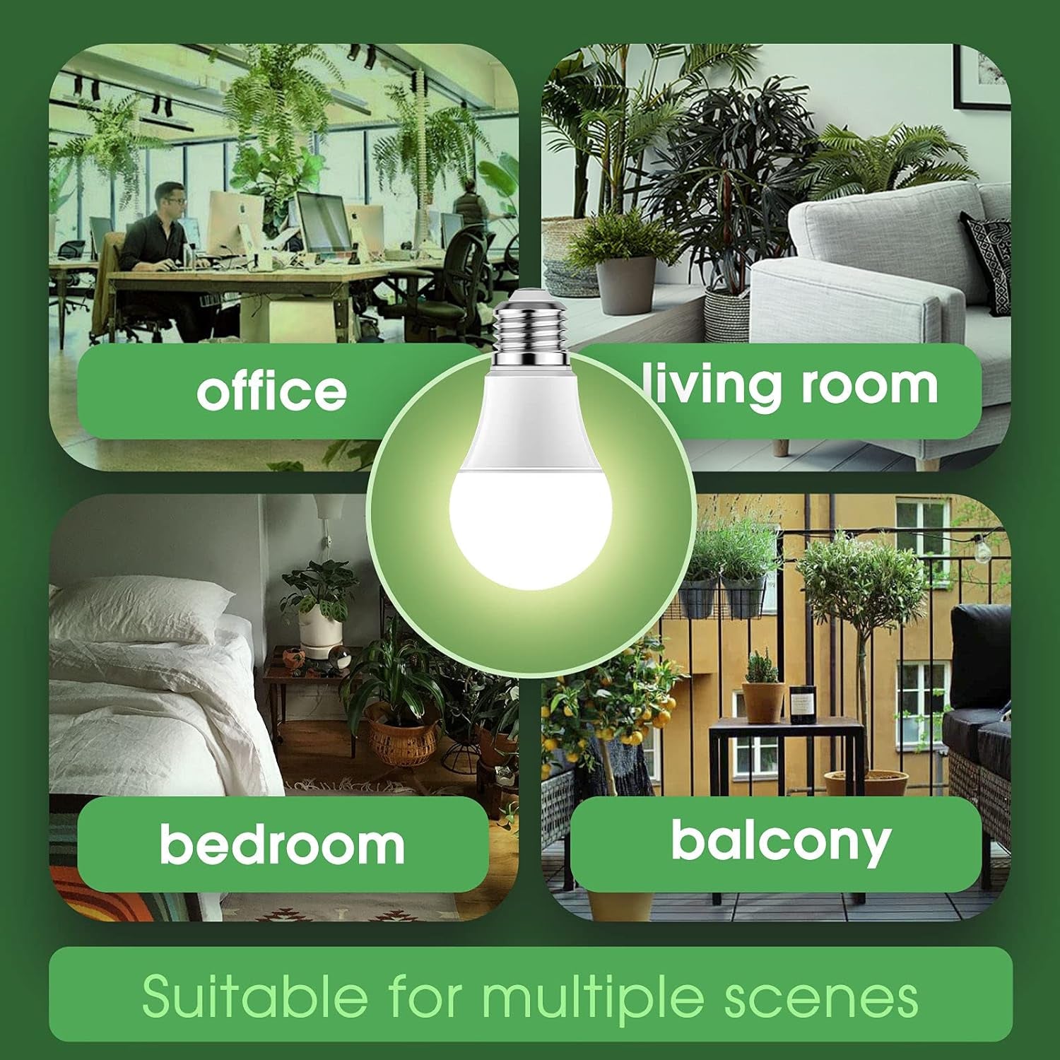 Grow Light Bulbs, LED Grow Light Bulb A19 Bulb, Full Spectrum Grow Light Bulb, Plant Light Bulbs E26 Base, 11W Grow Bulb 100W Equivalent, Grow Light for Indoor Plants, Seed Starting, 6 Pack