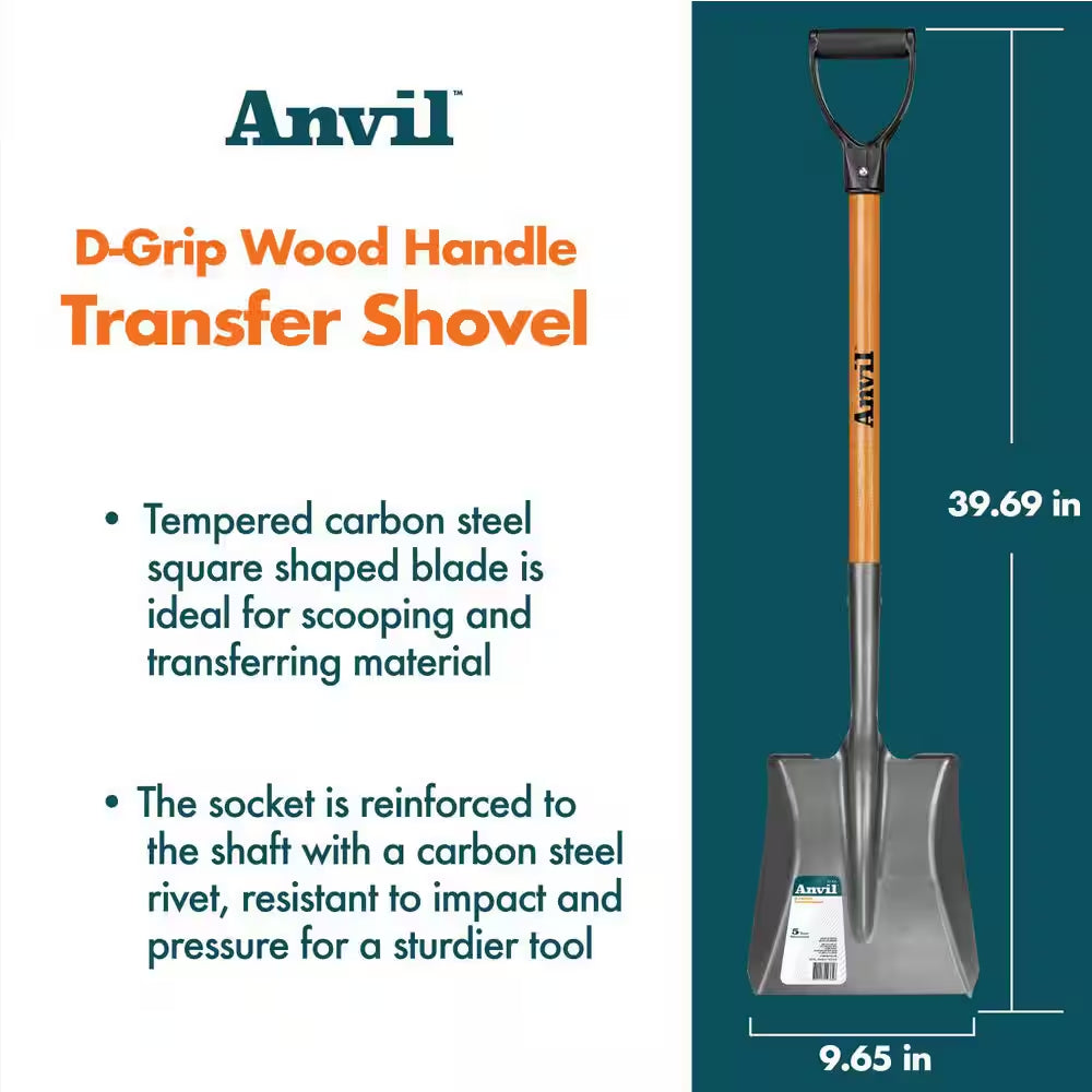 28 In. D-Grip Short Wood Handle Carbon Steel Transfer Shovel