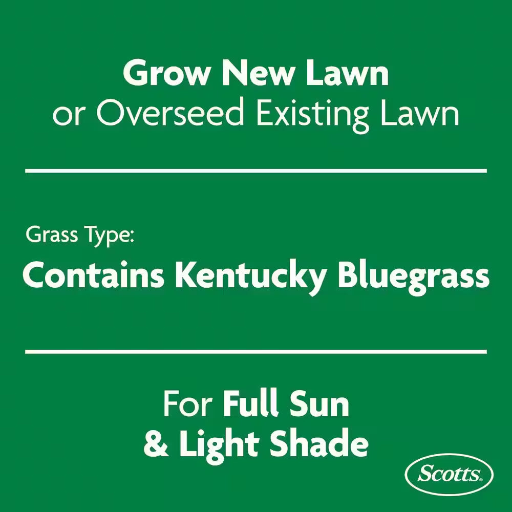 Turf Builder 5.6 Lbs. Grass Seed Kentucky Bluegrass Mix with Fertilizer and Soil Improver, Grows Dense, Green Turf